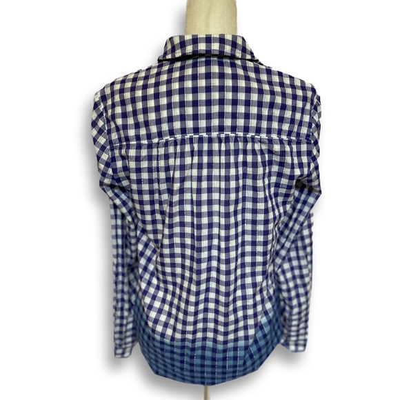 NWT Anthropologie Blue Checkered Ombré Button-down Long-sleeve Top - Picture 3 of 8